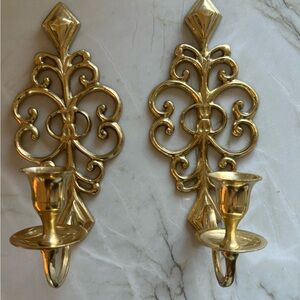 2 Brass Vintage Candle Sconces